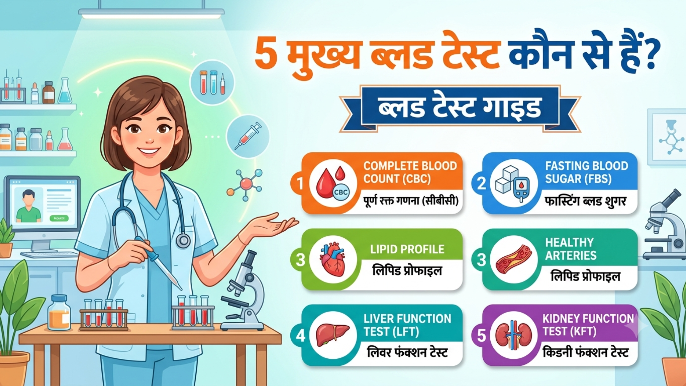 5 मुख्य ब्लड टेस्ट कौन से हैं?